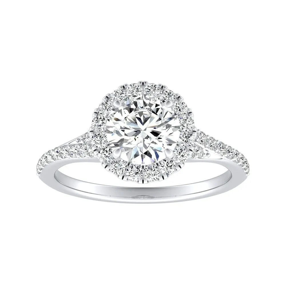 Auriya 14k Gold 1ct Moissanite Halo Diamond Engagement Ring 1/3ctw sold by Zulily