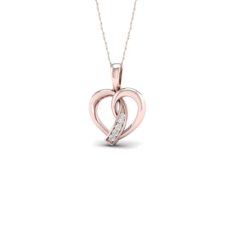 De Couer 10k Rose Gold 1/20ct TDW Diamond Heart Necklace sold by Zulily