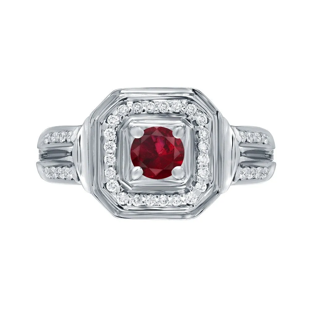 14k Gold Round 1/5ct Ruby and 1/5ct TDW Diamond Engagement Ring by Auriya sold by Zulily product image thumbnail 4
