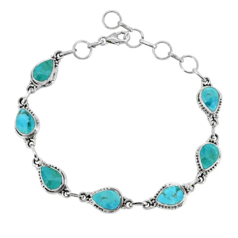 Sterling Silver Blue Mohave Turquoise Link Chain Bracelet sold by Zulily