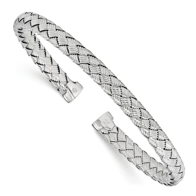 Curata 925 Sterling Silver 3.5mm Tight Woven Adjustable Cuff Bangle Bracelet sold by Zulily