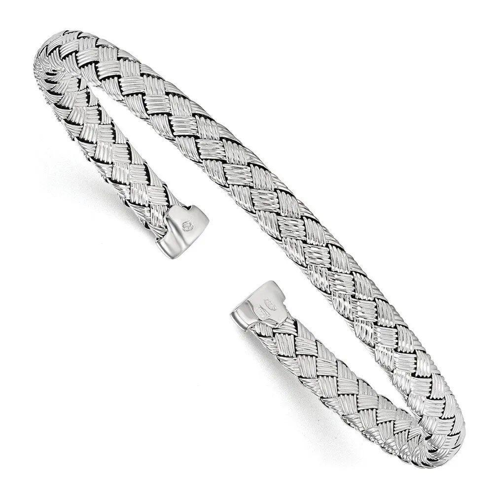 Curata 925 Sterling Silver 3.5mm Tight Woven Adjustable Cuff Bangle Bracelet sold by Zulily