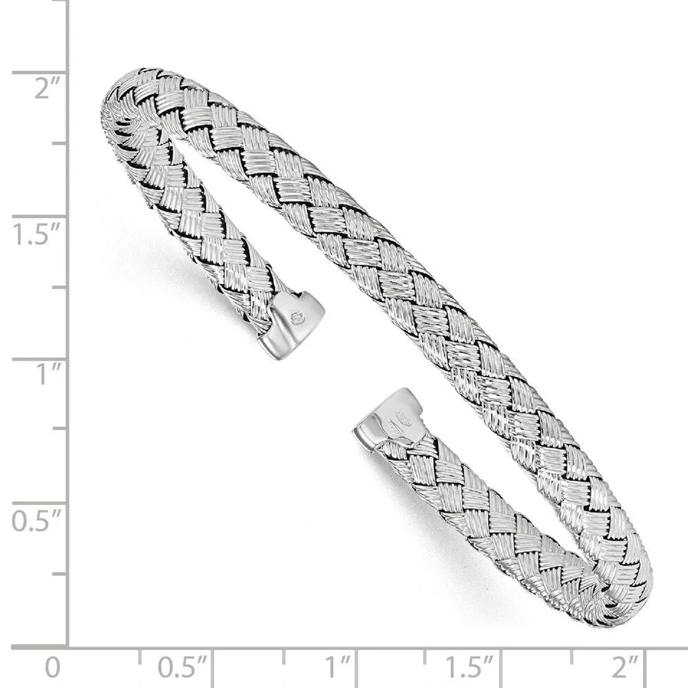 Curata 925 Sterling Silver 3.5mm Tight Woven Adjustable Cuff Bangle Bracelet sold by Zulily product image thumbnail 2