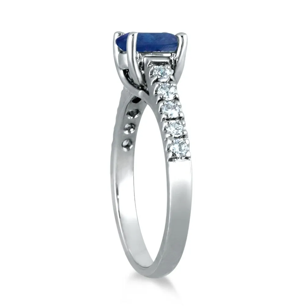 1 Carat Oval Sapphire and Diamond Ring in 14K White Gold sold by Zulily product image thumbnail 2