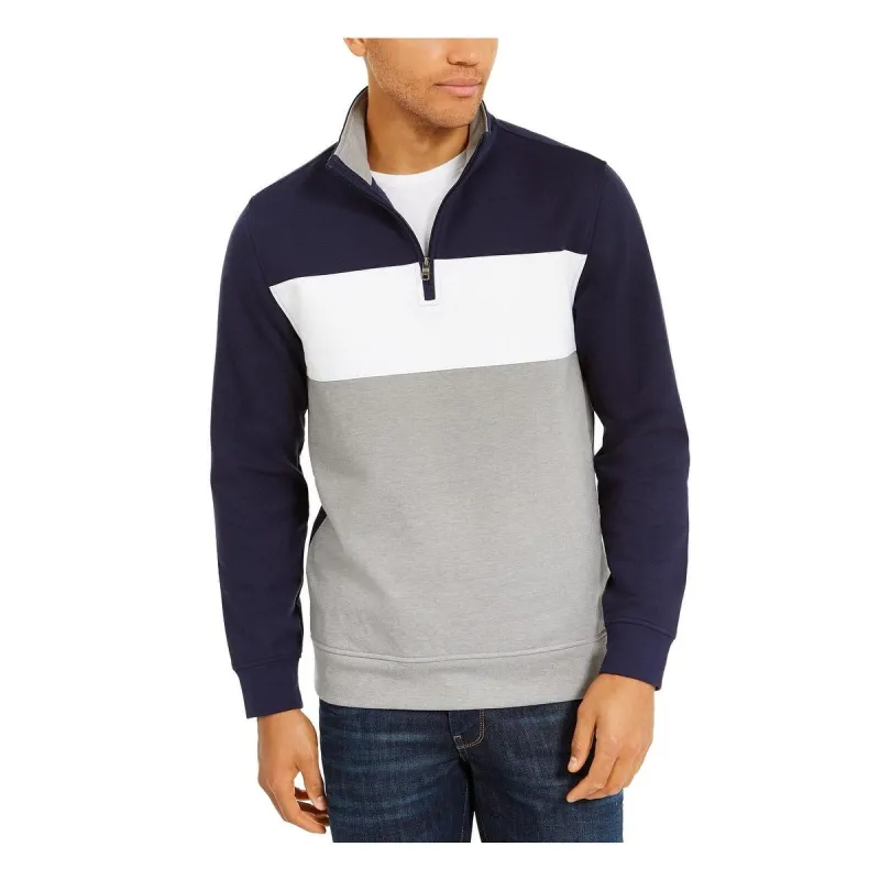 Club Room Men's Colorblocked Quarter Zip Fleece Sweatshirt Blue Size XX-Large sold by Zulily