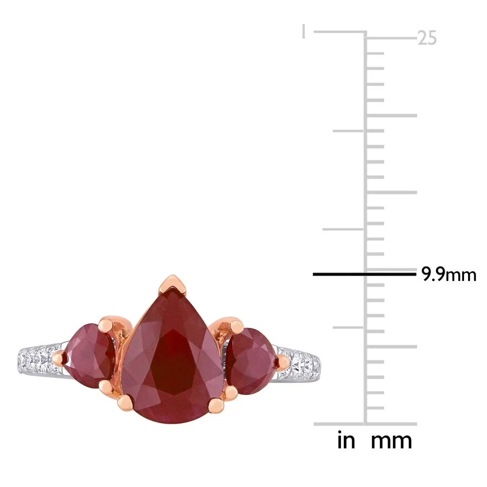 Miadora 14k White and Rose Gold Ruby and 1/3ct TDW Diamond 3-Stone Engagement Ring sold by Zulily product image thumbnail 4