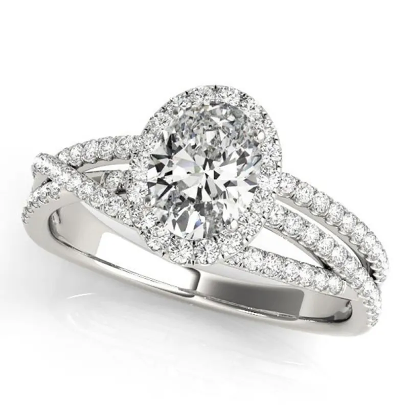 Auriya 14k Gold 2 1/2 carat Round Moissanite and 3/8ctw Halo Diamond Engagement Ring sold by Zulily