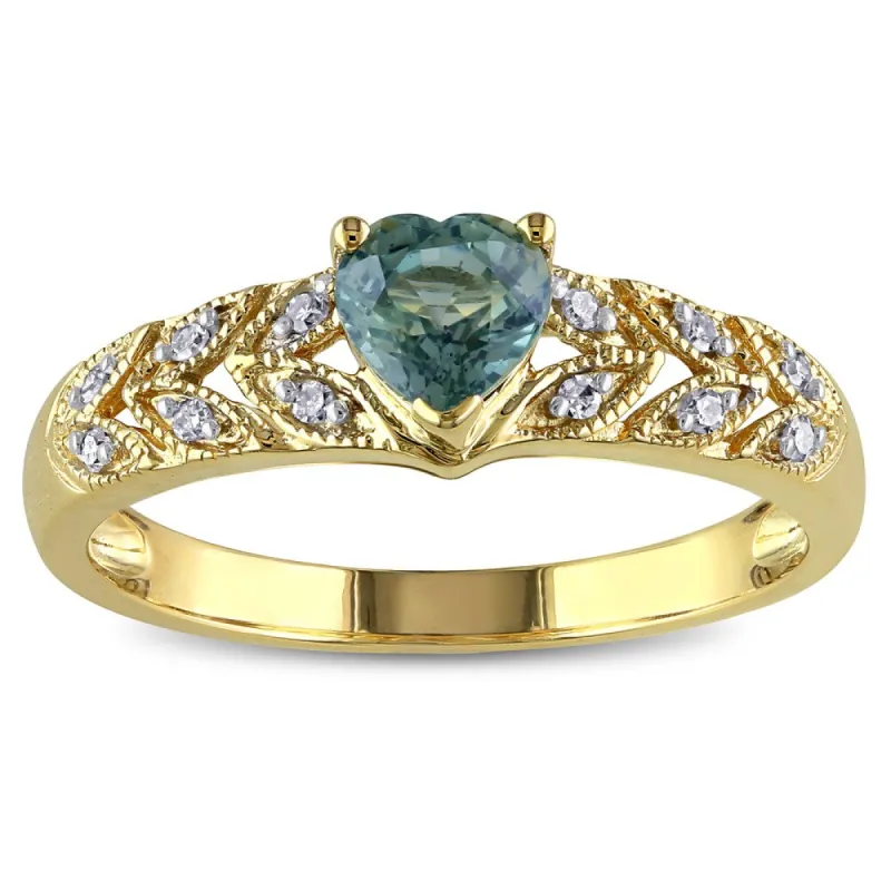 Miadora 10k Yellow Gold Green Sapphire and Diamond Accent Ring sold by Zulily