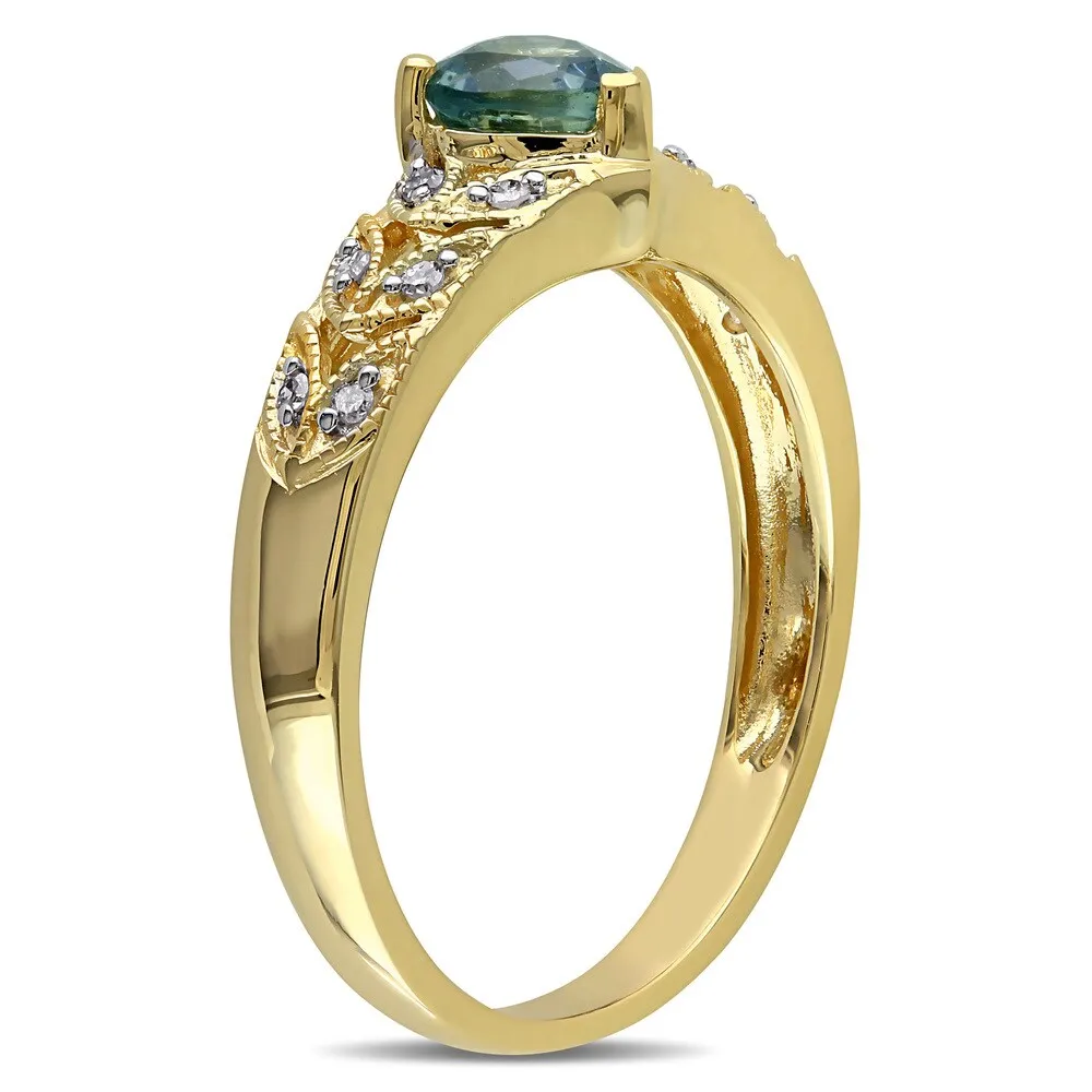 Miadora 10k Yellow Gold Green Sapphire and Diamond Accent Ring sold by Zulily product image thumbnail 2