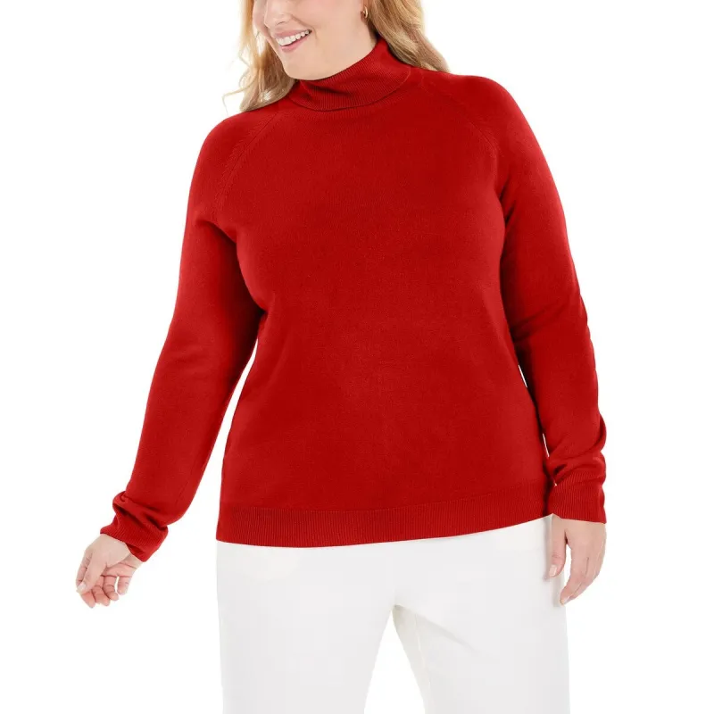 Karen Scott Women's Plus Size Turtleneck Luxsoft Sweater Mediun Red Size 1X sold by Zulily