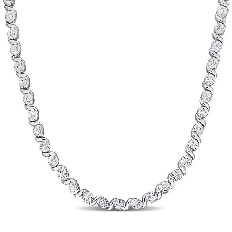 Miadora Sterling Silver 1/2ct TDW Diamond Tennis Link Necklace - 24 inch x 4.1 mm x 5.4 mm - 24 inch x 4.1 mm x 5.4 mm sold by Zulily