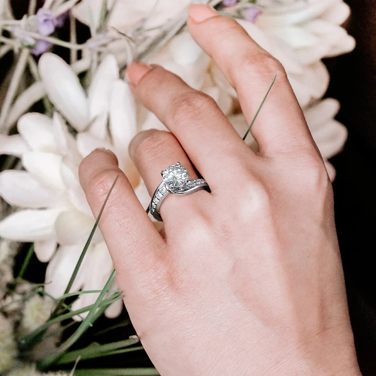 Auriya 14k Gold 2ctw Modern Moissanite and Diamond Engagement Ring 1/4ctw sold by Zulily product image thumbnail 2