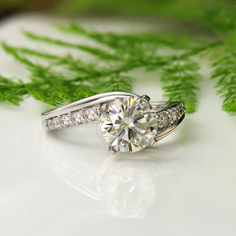 Auriya 14k Gold 2ctw Modern Moissanite and Diamond Engagement Ring 1/4ctw sold by Zulily