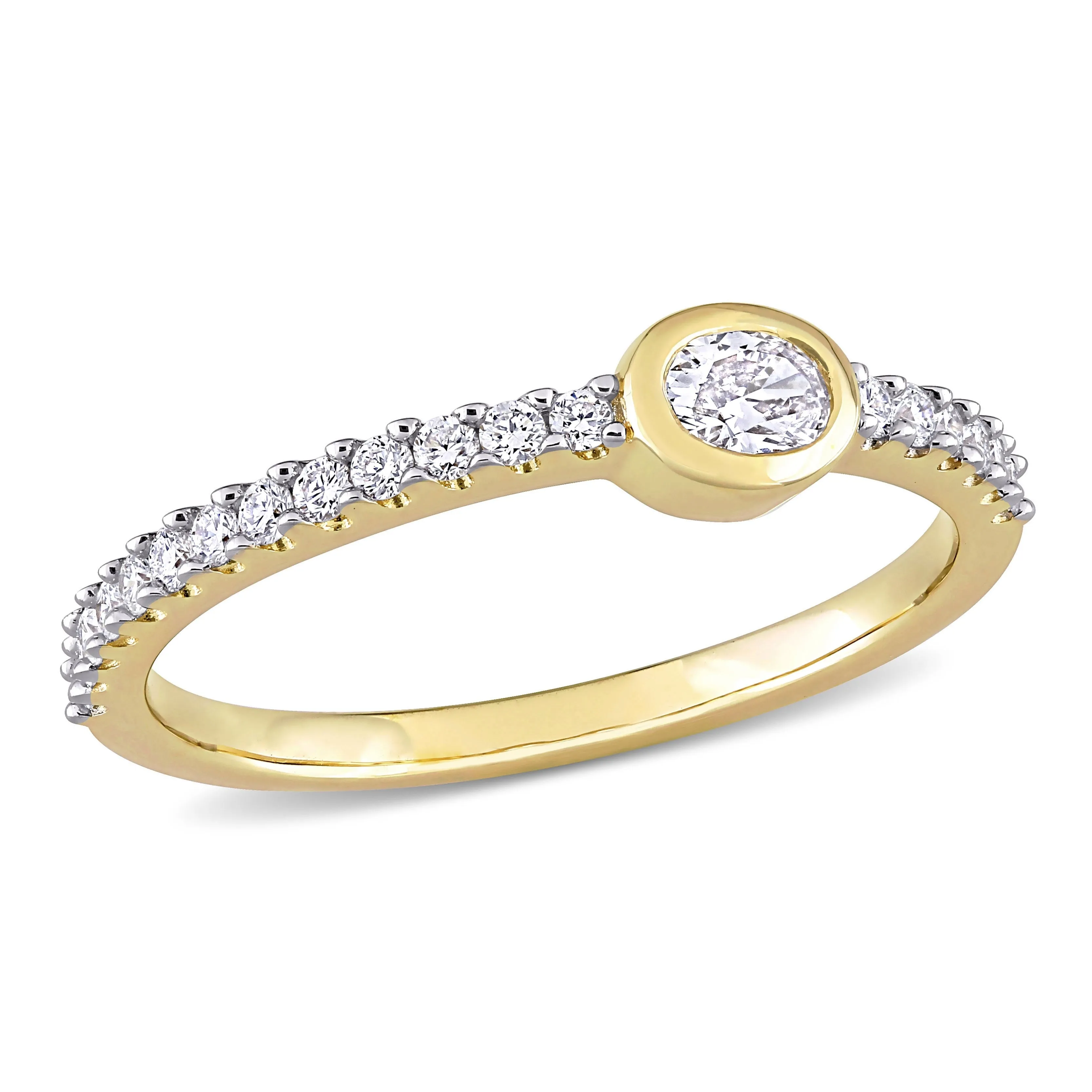 Miadora 1/3ct TW Oval and Round Diamonds Semi-Eternity Ring in 14k Yellow Gold sold by Zulily