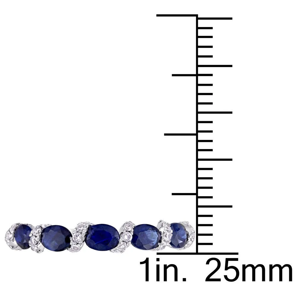 Miadora Signature Collection 14k White Gold Light Blue Sapphire and 1/4ct TDW Diamond Swirl Anniversary Band sold by Zulily product image thumbnail 4