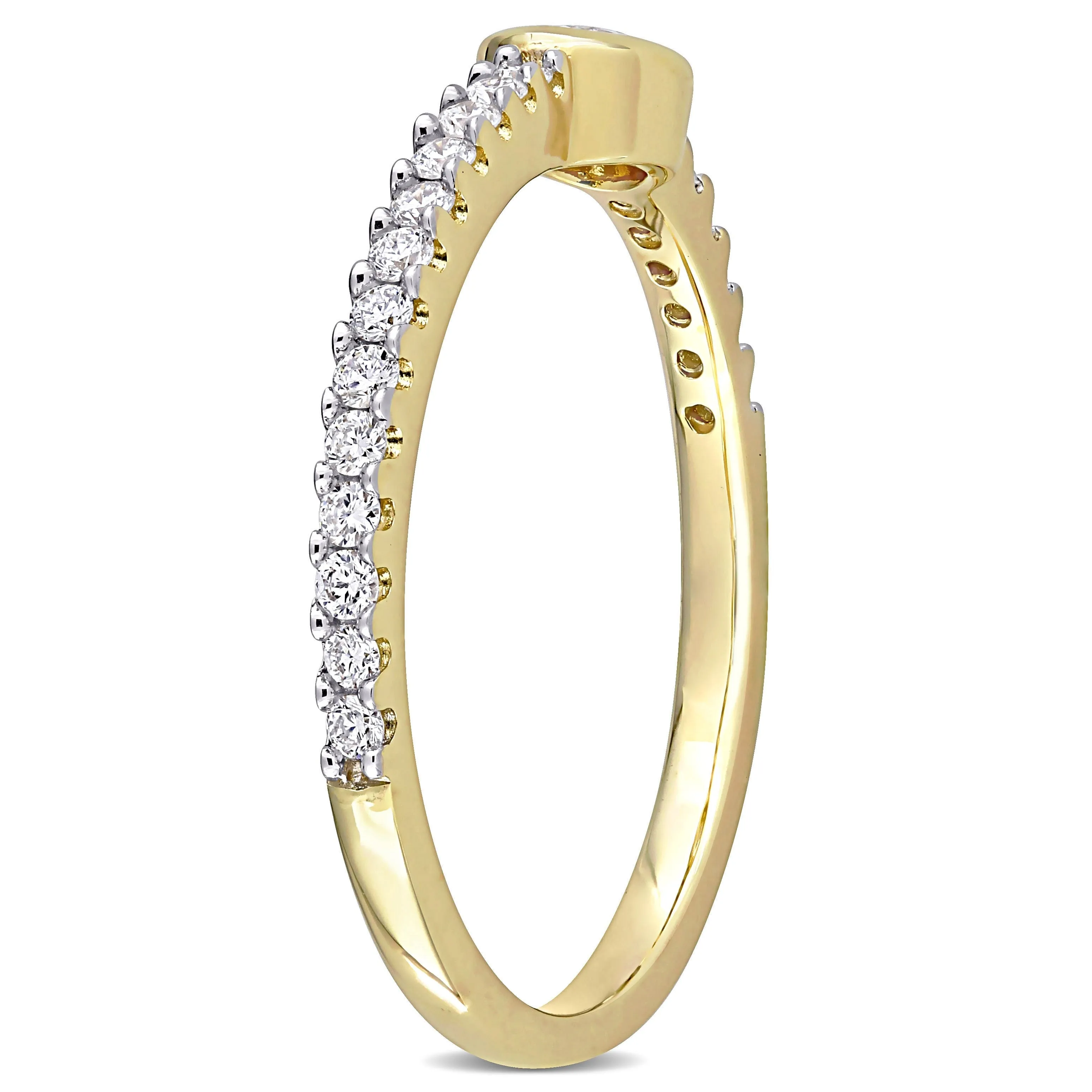 Miadora 1/3ct TW Oval and Round Diamonds Semi-Eternity Ring in 14k Yellow Gold sold by Zulily product image thumbnail 2