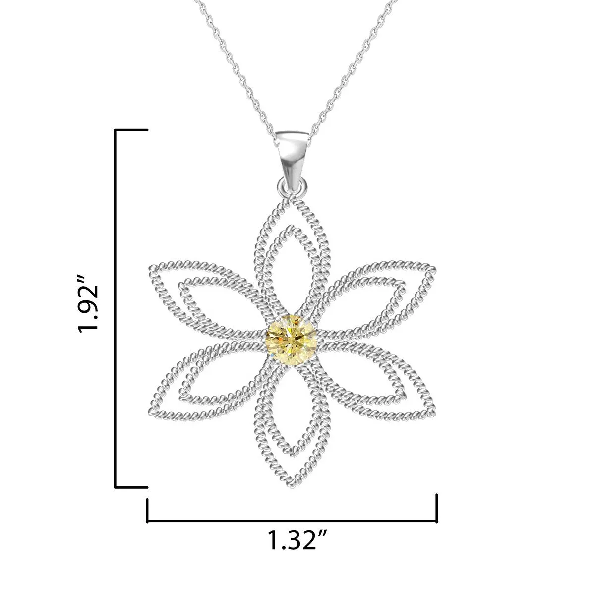 Sterling Silver with Yellow Moissanite Flower Pendant with 18" Chain sold by Zulily product image thumbnail 3