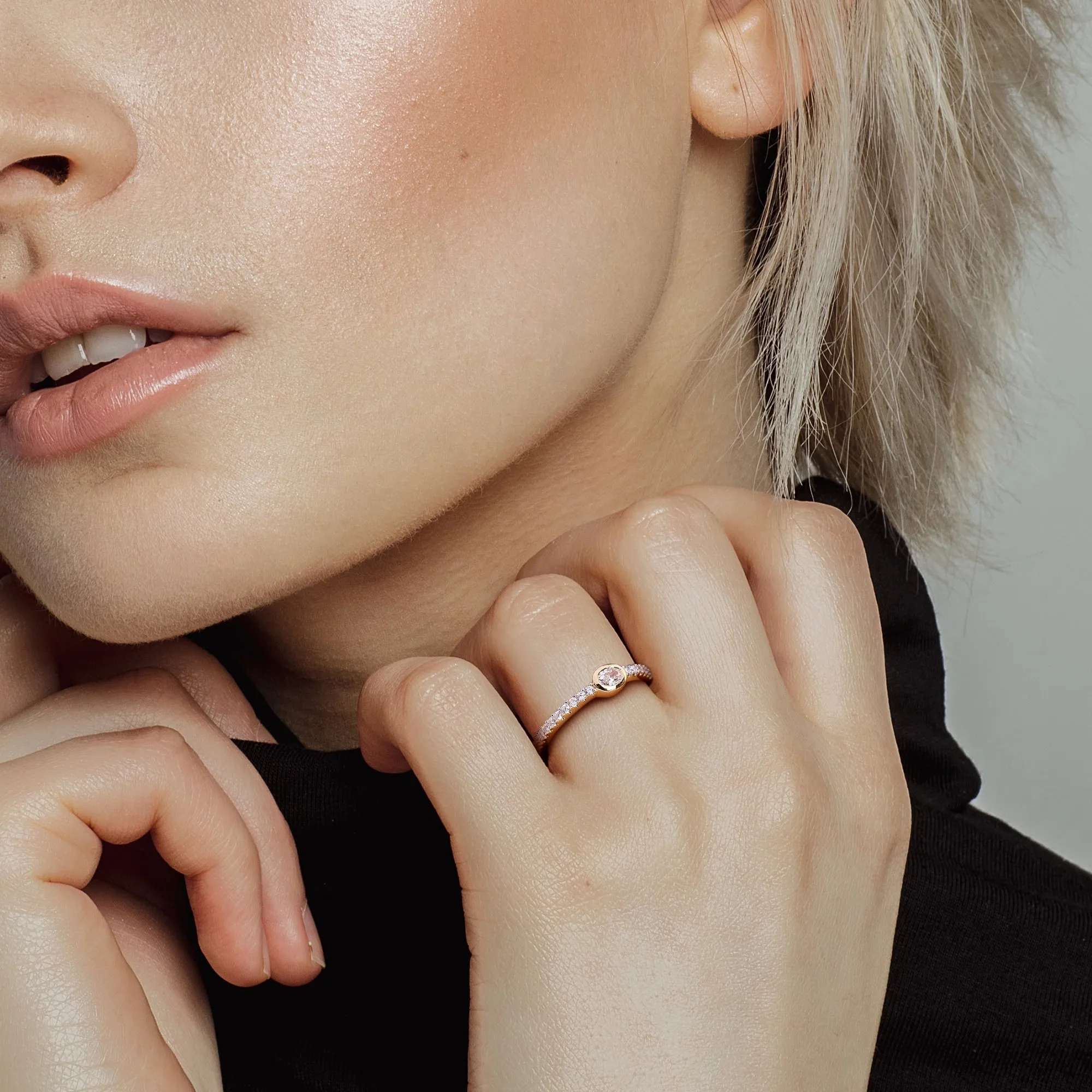 Miadora 1/3ct TW Oval and Round Diamonds Semi-Eternity Ring in 14k Yellow Gold sold by Zulily product image thumbnail 5