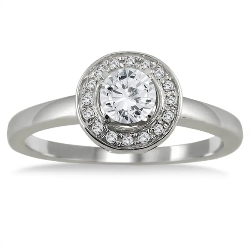 1/2 Carat TW Diamond Halo Engagement Ring in 10K White Gold sold by Zulily