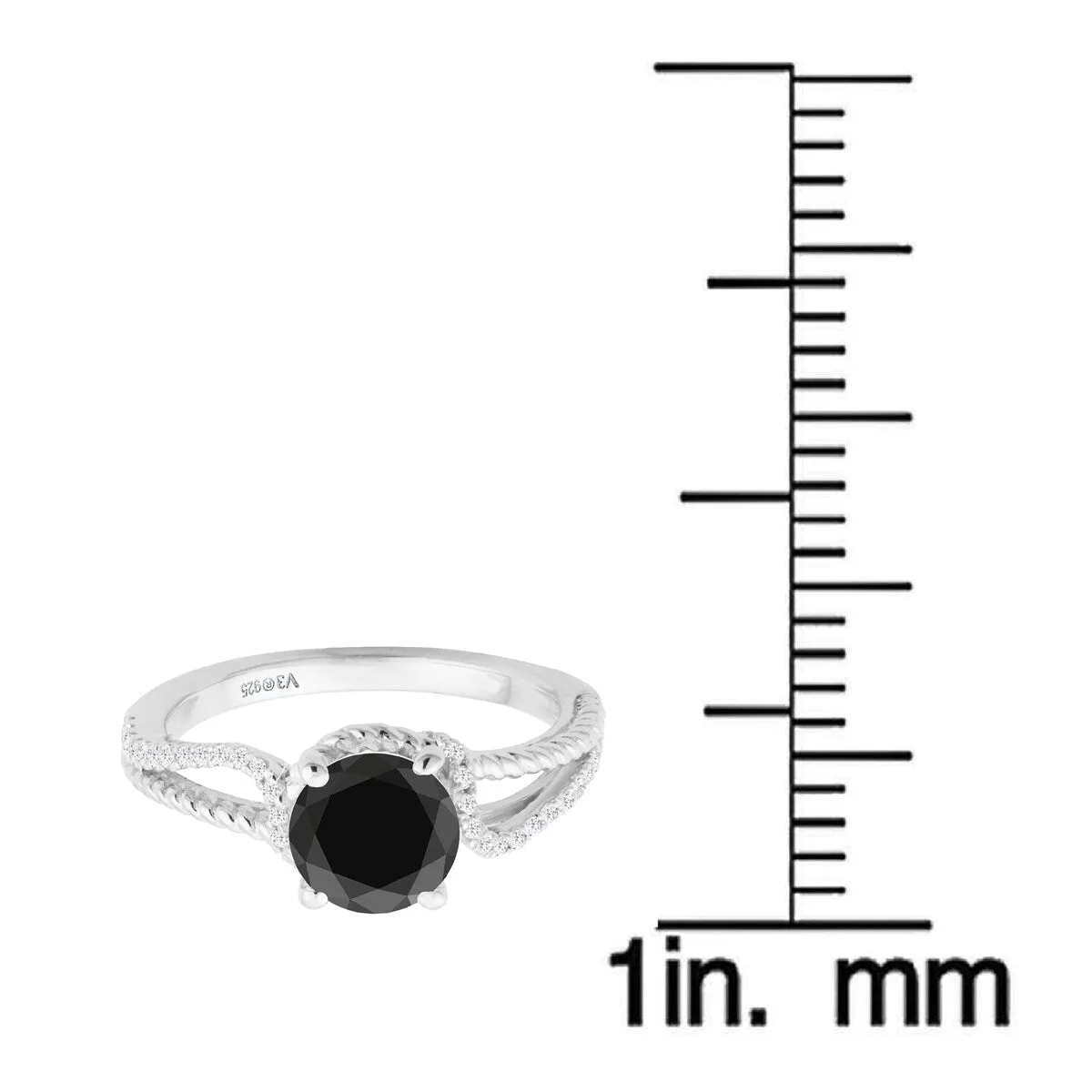 Sterling Silver with Black Diamond and White Diamond Engagement Ring sold by Zulily product image thumbnail 3