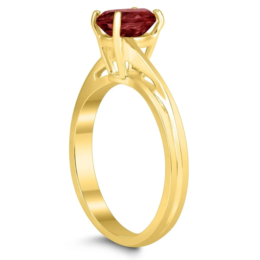 Solitaire Oval 7X5MM Garnet Gemstone Twist Ring in 10K Yellow Gold sold by Zulily product image thumbnail 2