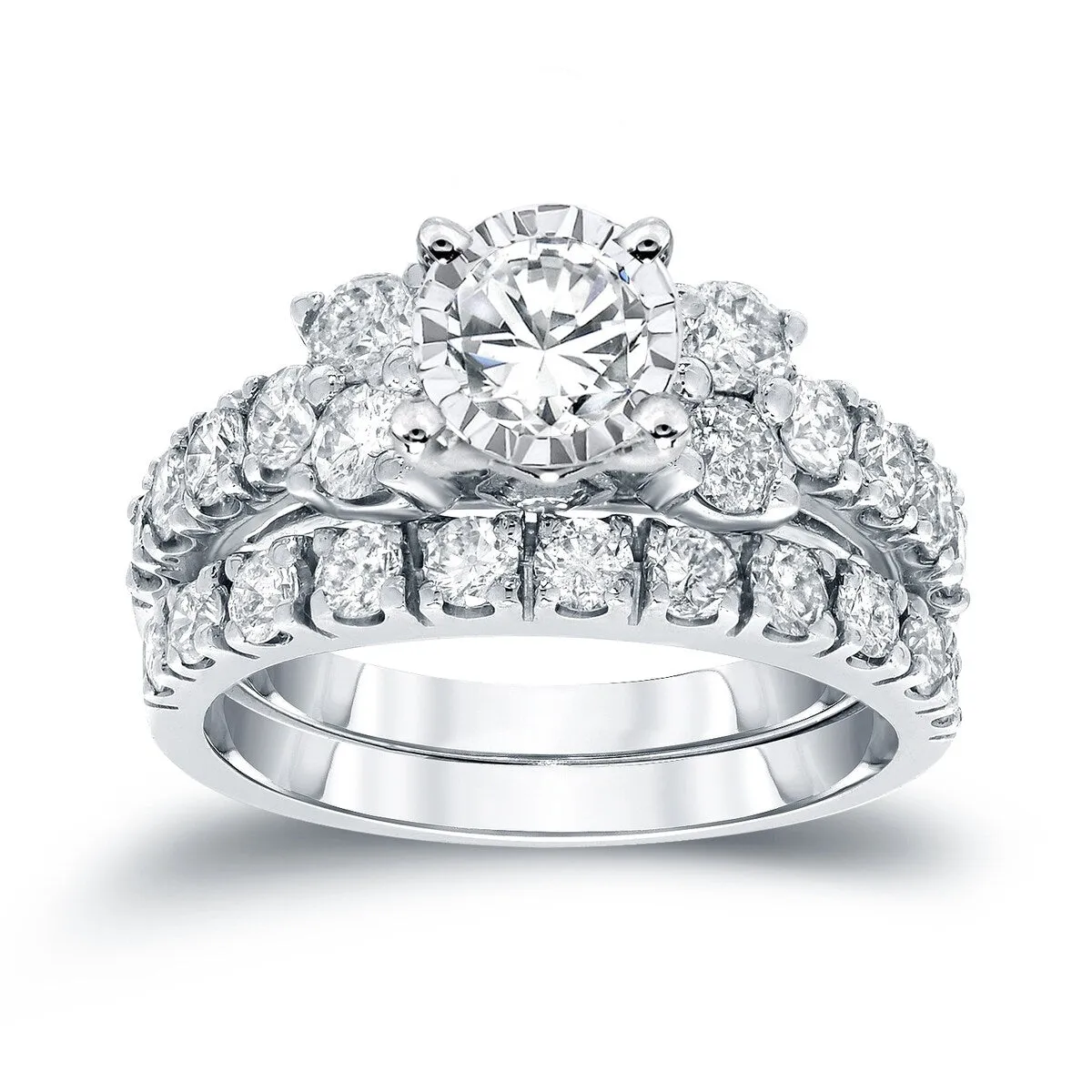 Auriya 1 1/4ctw Classic Round Diamond Engagement Ring Set 14K Gold sold by Zulily product image thumbnail 2