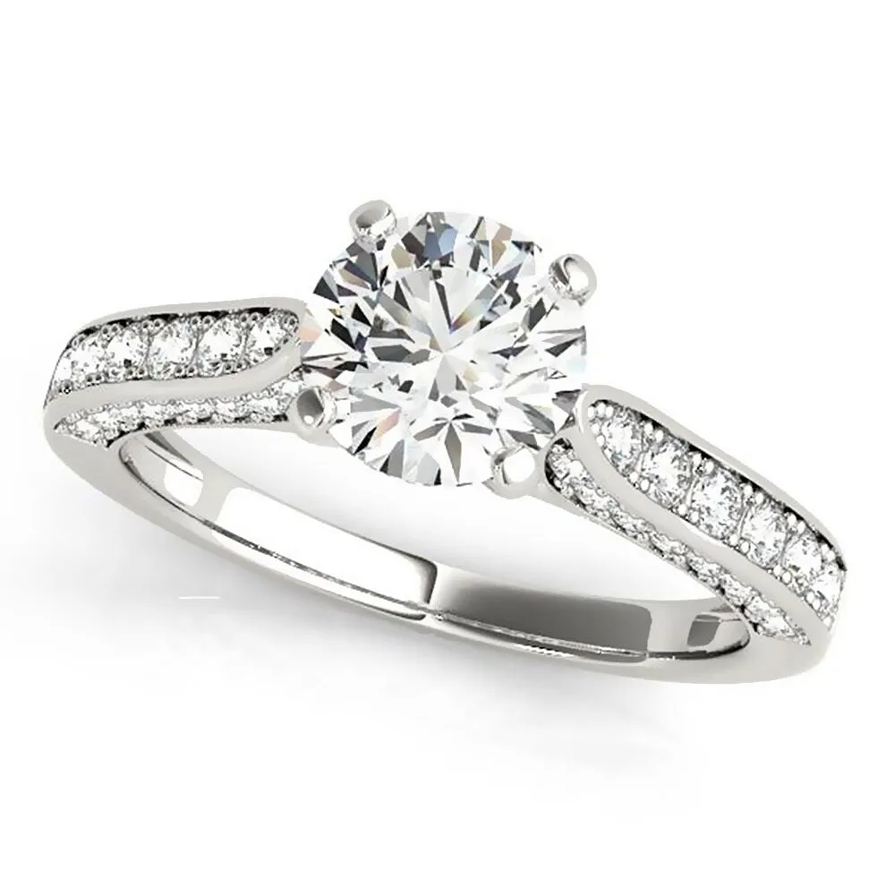Auriya 14k Gold Classic 2 1/2ct Round Moissanite and 1/2ctw Diamond Engagement Ring sold by Zulily
