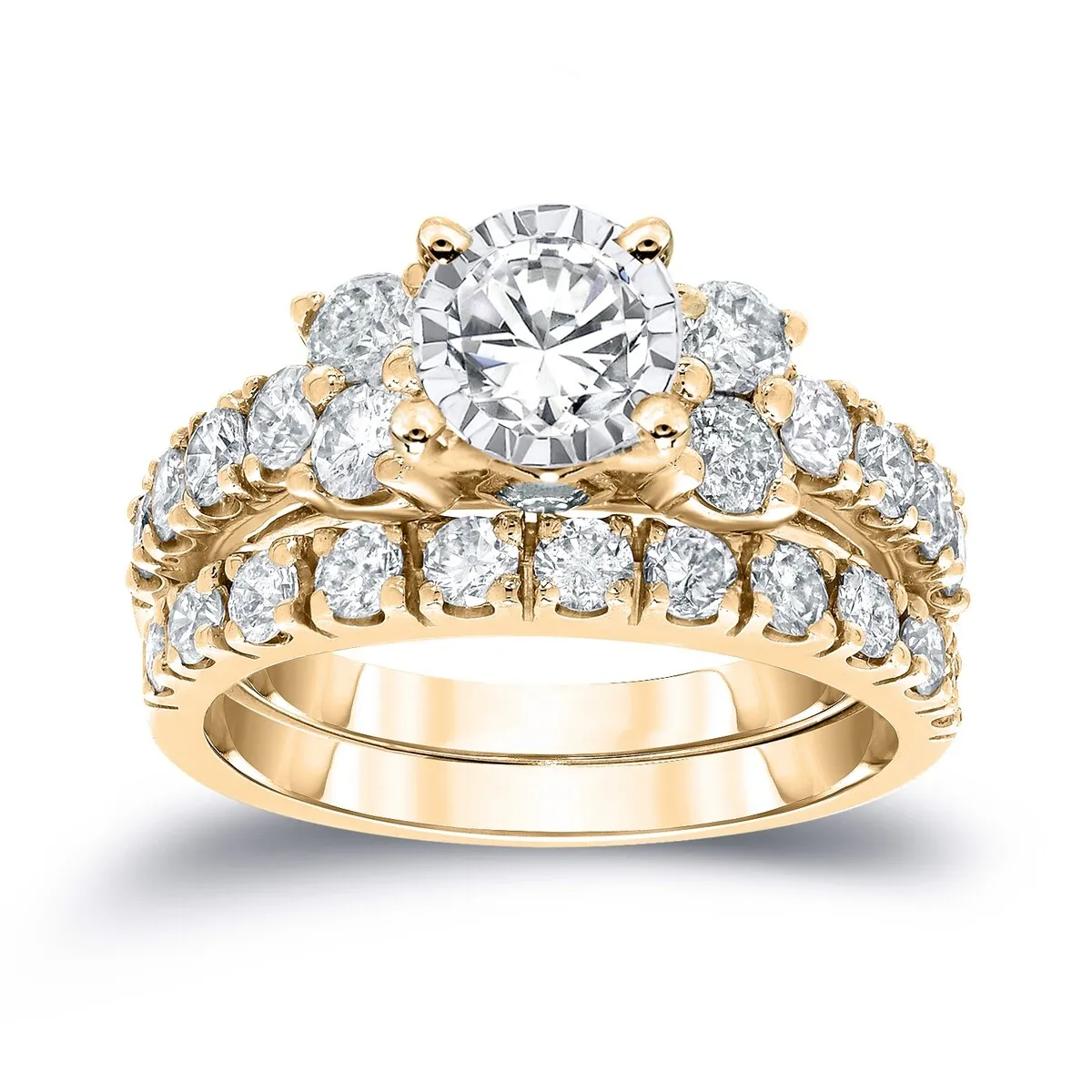 Auriya 1 1/4ctw Classic Round Diamond Engagement Ring Set 14K Gold sold by Zulily product image thumbnail 3