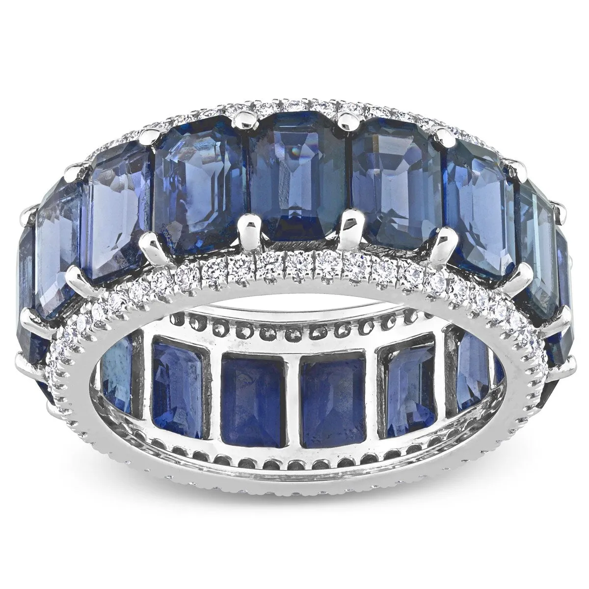 Miadora 14k White Gold 11 7/8ct TGW Blue Sapphire & 5/8ct TDW Diamond Eternity Wedding Band Ring sold by Zulily product image thumbnail 3