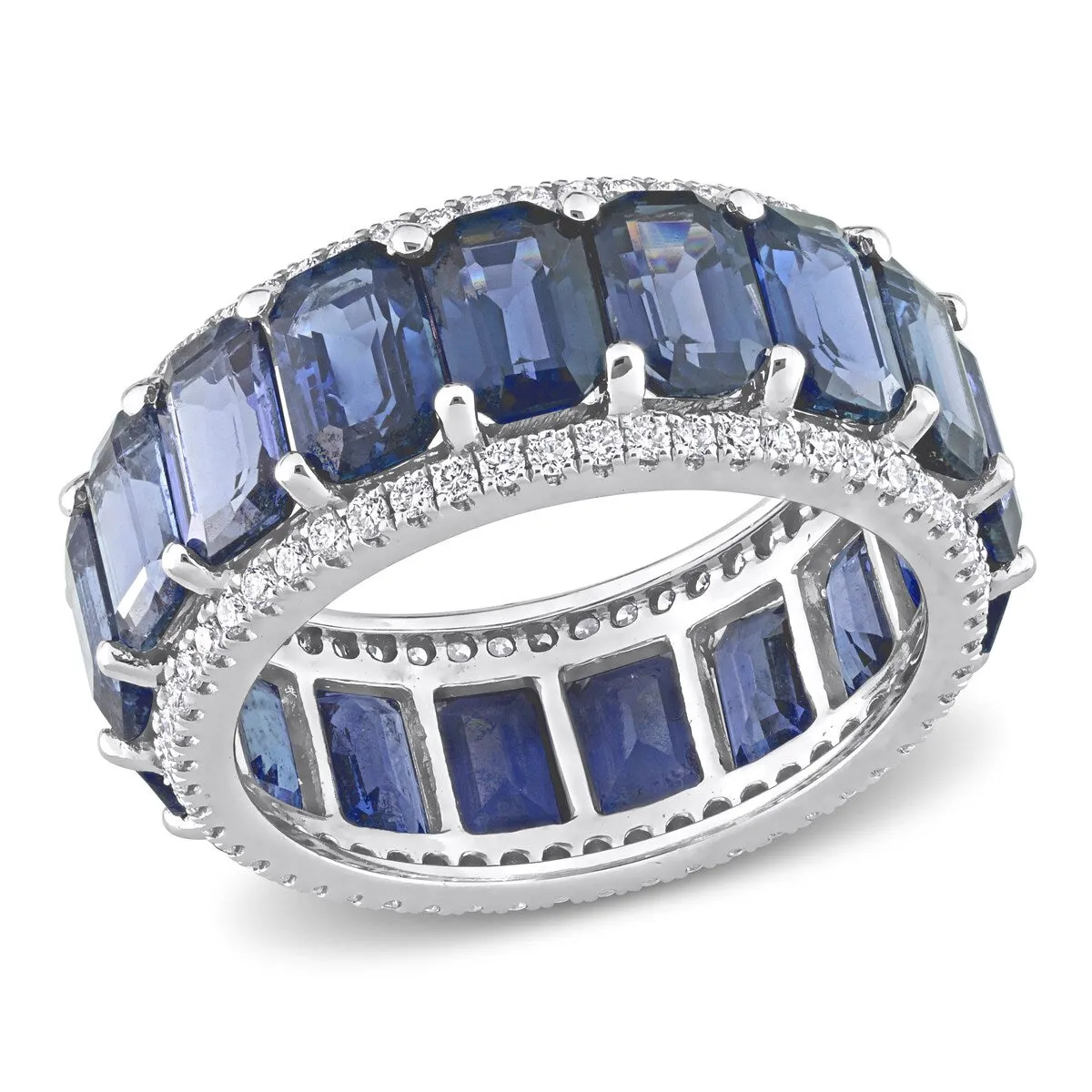 Miadora 14k White Gold 11 7/8ct TGW Blue Sapphire & 5/8ct TDW Diamond Eternity Wedding Band Ring sold by Zulily product image thumbnail 2