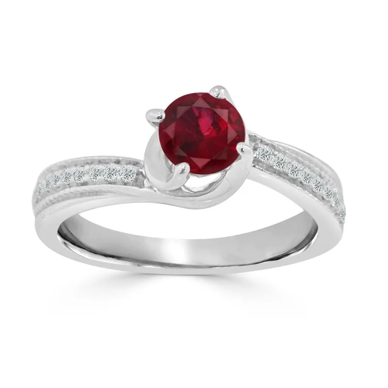Auriya Modern 5/8ct Ruby 1/7ctw Diamond Engagement Ring 14K Gold sold by Zulily