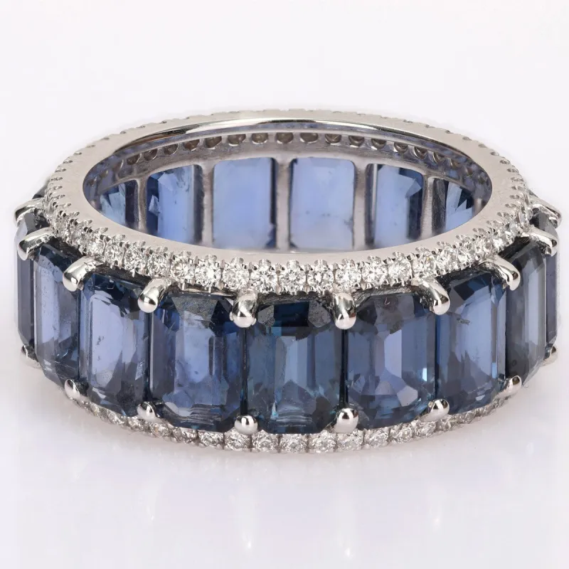 Miadora 14k White Gold 11 7/8ct TGW Blue Sapphire & 5/8ct TDW Diamond Eternity Wedding Band Ring sold by Zulily