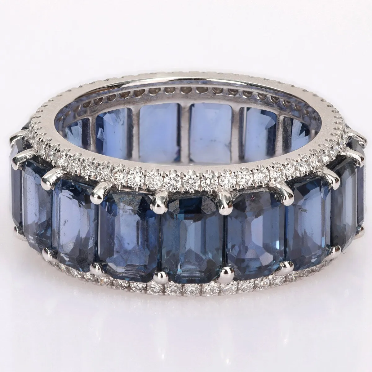 Miadora 14k White Gold 11 7/8ct TGW Blue Sapphire & 5/8ct TDW Diamond Eternity Wedding Band Ring sold by Zulily