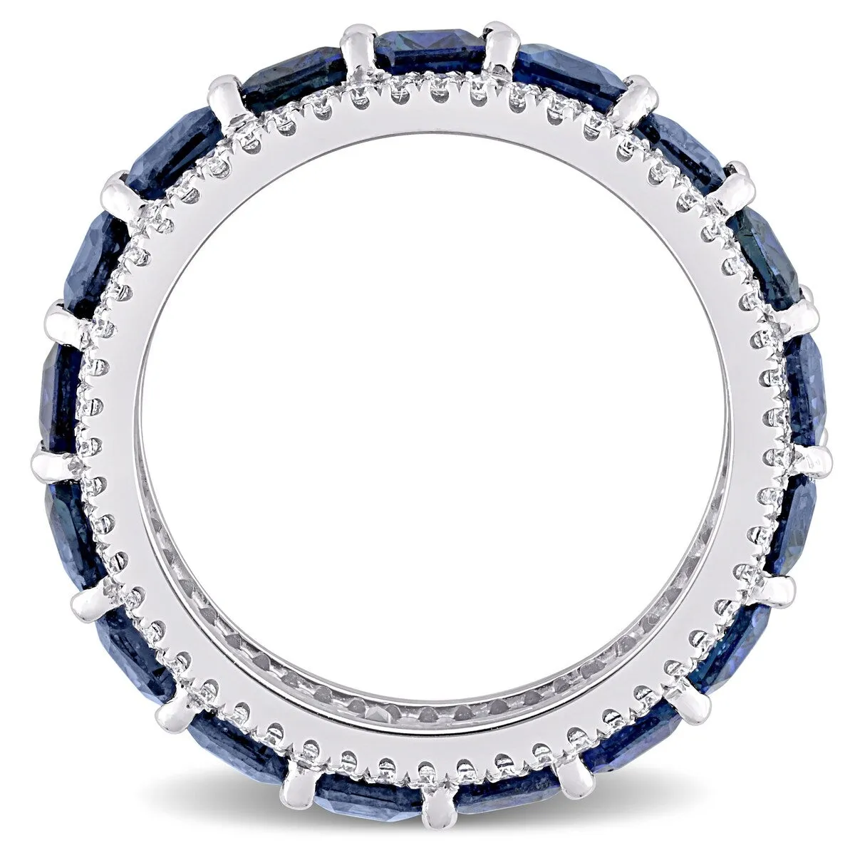 Miadora 14k White Gold 11 7/8ct TGW Blue Sapphire & 5/8ct TDW Diamond Eternity Wedding Band Ring sold by Zulily product image thumbnail 5