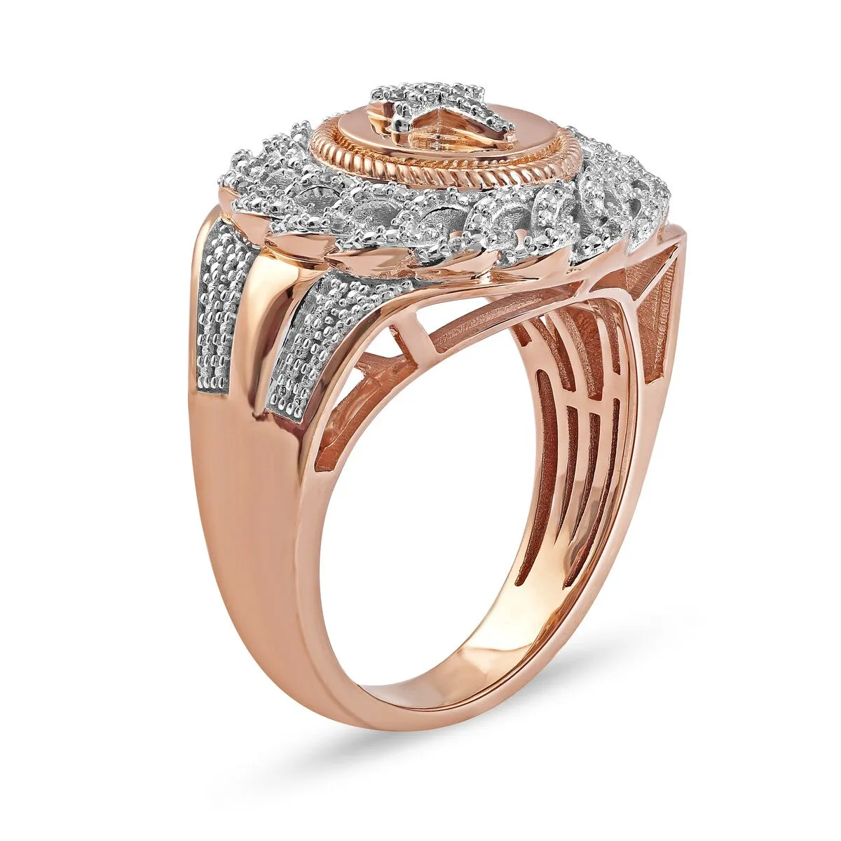 1/10ct TDW Diamond Cuban Link Mens Ring in 10k Gold sold by Zulily product image thumbnail 5