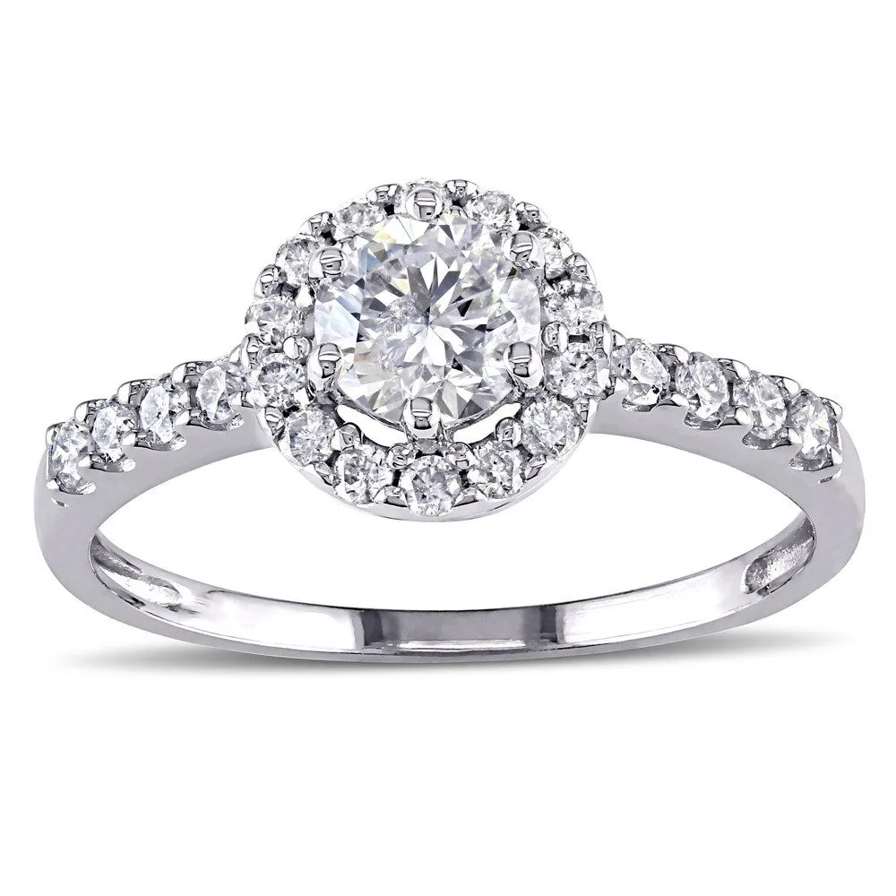 Miadora Signature Collection 14k White Gold 1ct TDW Round Halo Diamond Ring sold by Zulily