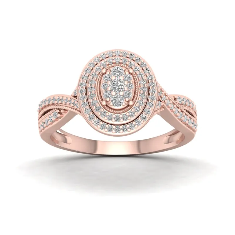 De Couer 10k Rose Gold 1/3ct TDW Diamond Cluster Halo Engagement Ring - Pink sold by Zulily