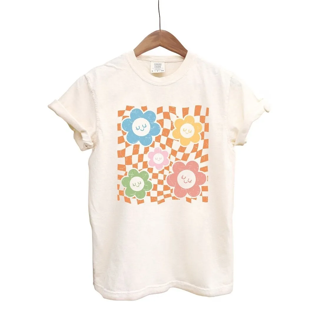Checkered Flowers and Smiley Garment Dyed Tee sold by Zulily product image thumbnail 2