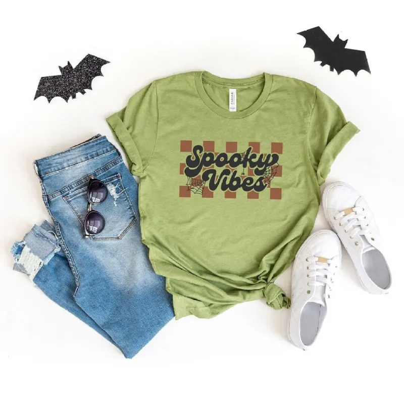 Checkered Spooky Vibes Short Sleeve Tee sold by Zulily