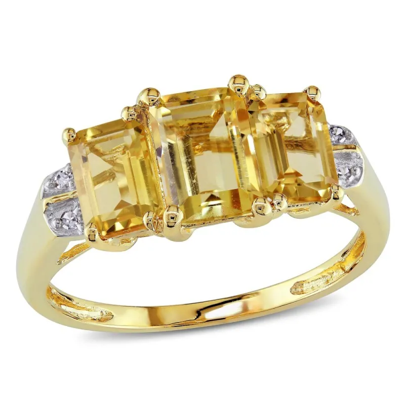 Miadora 10k Yellow Gold Emerald-cut Citrine Diamond Ring sold by Zulily