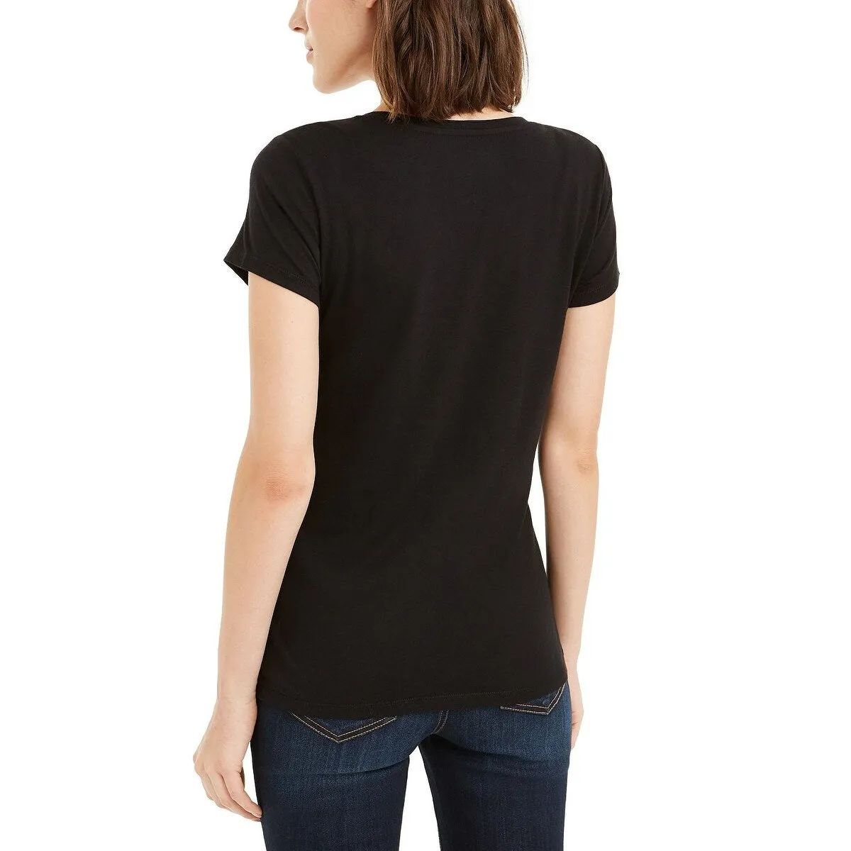 Calvin Klein Women's Jeans Stacked Logo T-Shirt Black Size X-Large sold by Zulily product image thumbnail 2