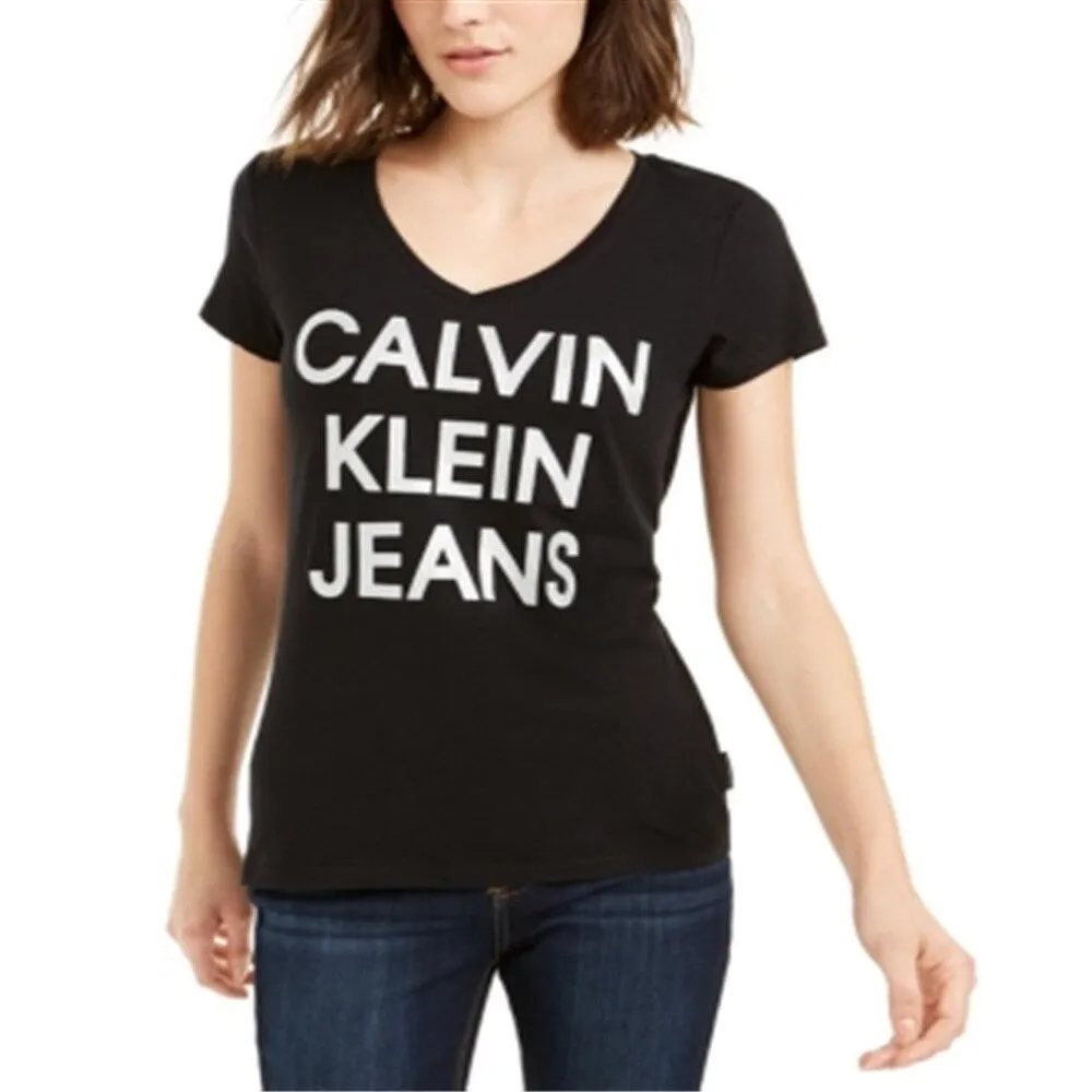 Calvin Klein Women's Jeans Stacked Logo T-Shirt Black Size X-Large sold by Zulily product image thumbnail 4