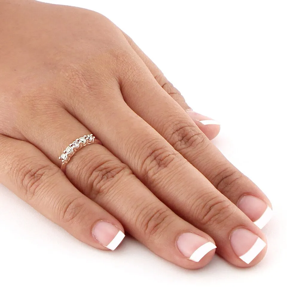 Auriya 10k Gold 10k Rose Gold 1/2ctw 5-Stone Diamond Wedding Band sold by Zulily product image thumbnail 3