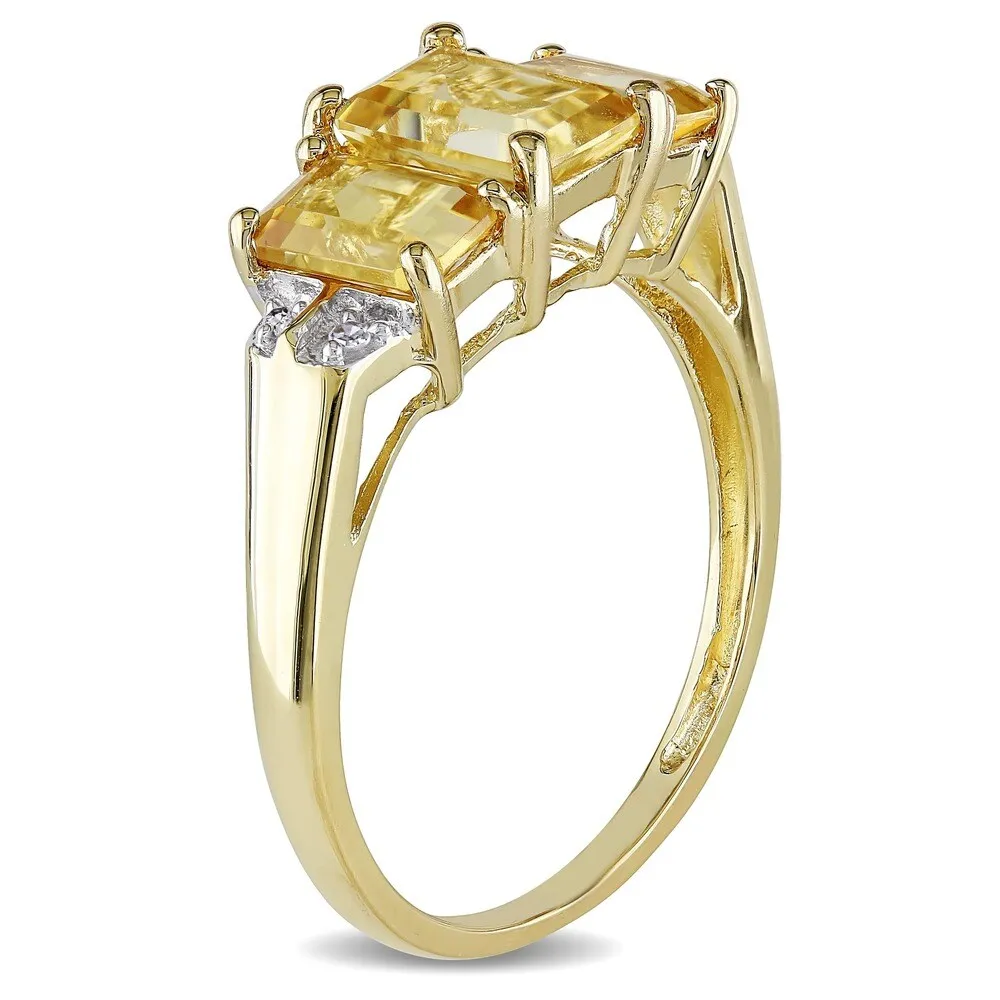 Miadora 10k Yellow Gold Emerald-cut Citrine Diamond Ring sold by Zulily product image thumbnail 2