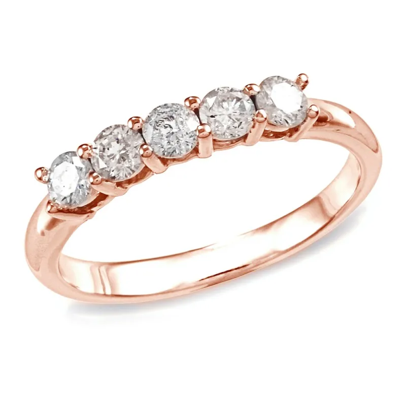 Auriya 10k Gold 10k Rose Gold 1/2ctw 5-Stone Diamond Wedding Band sold by Zulily