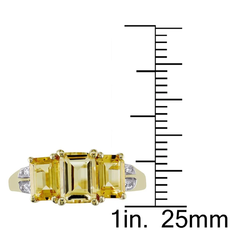 Miadora 10k Yellow Gold Emerald-cut Citrine Diamond Ring sold by Zulily product image thumbnail 3
