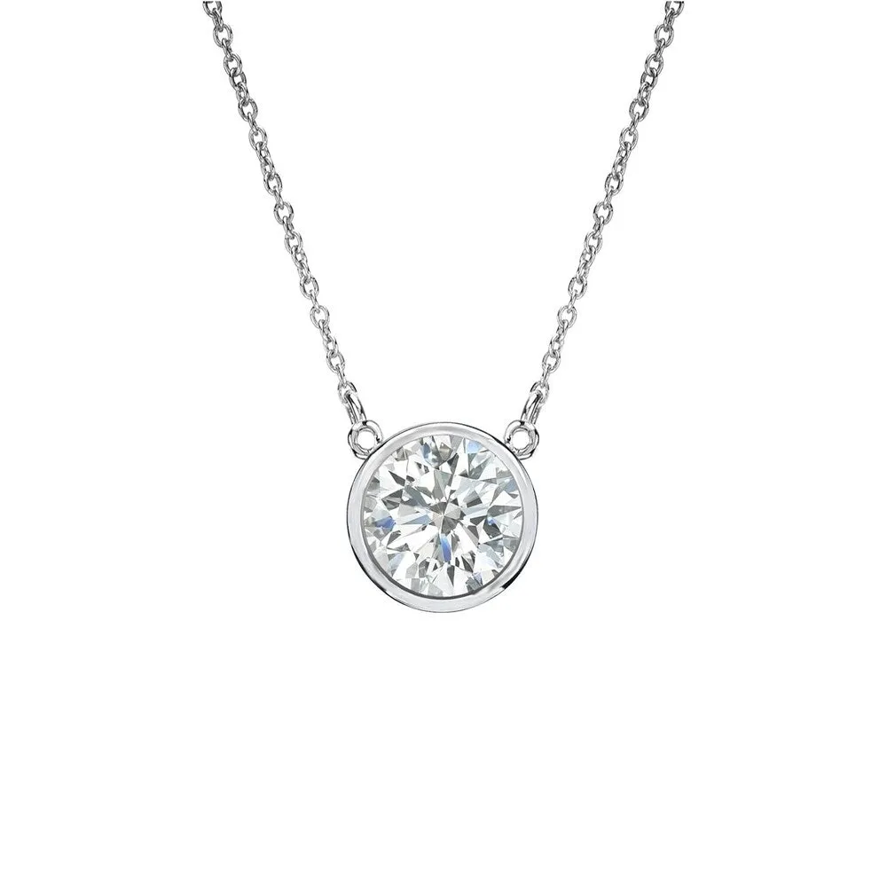 Auriya 1/3ctw Round Solitaire Diamond Necklace 14k Gold Bezel-set - 4.4mm (I-J, SI1-SI2) sold by Zulily