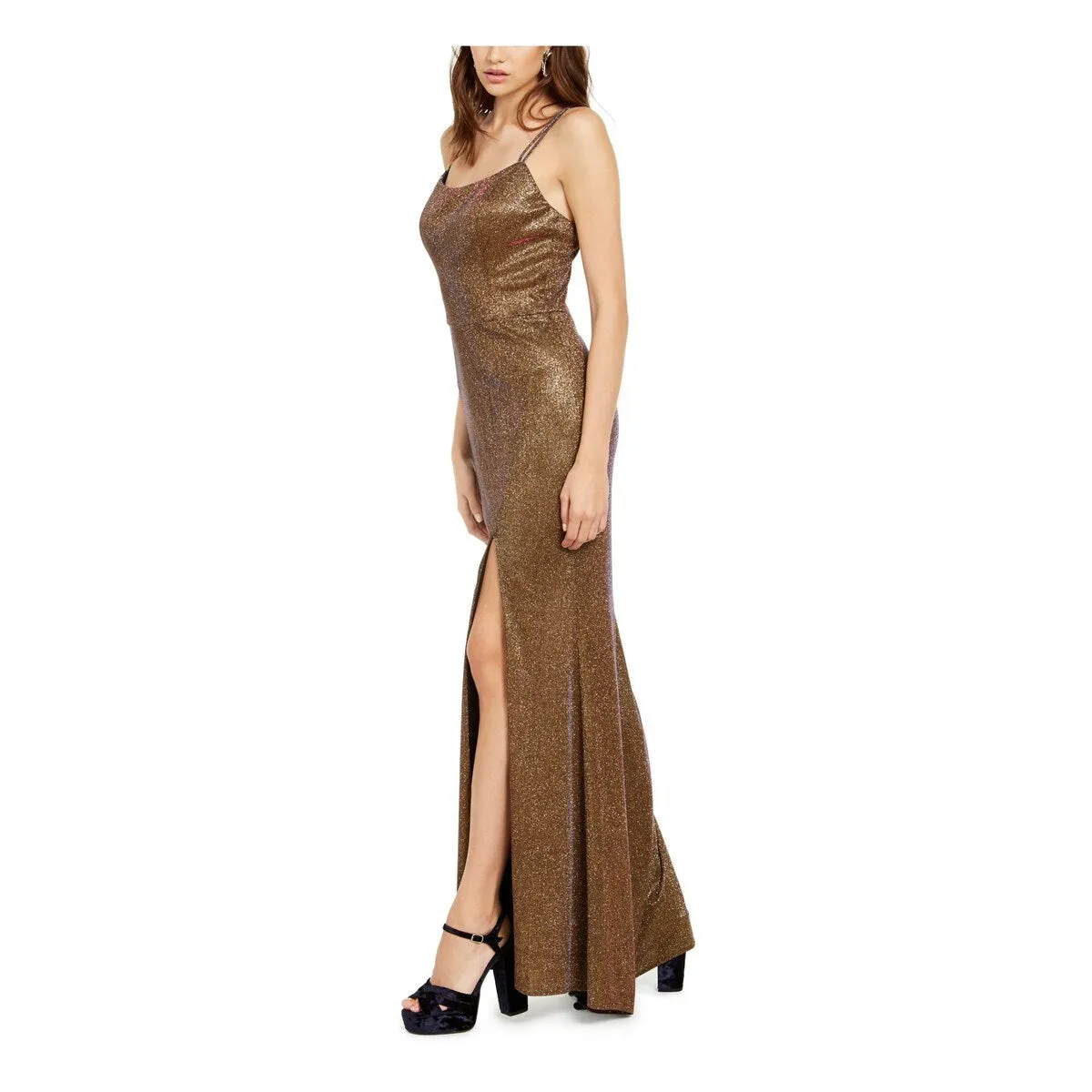 Blondie Women's Spaghetti Strap Full Length Sheath Formal Dress Yellow Size 1 sold by Zulily product image thumbnail 3