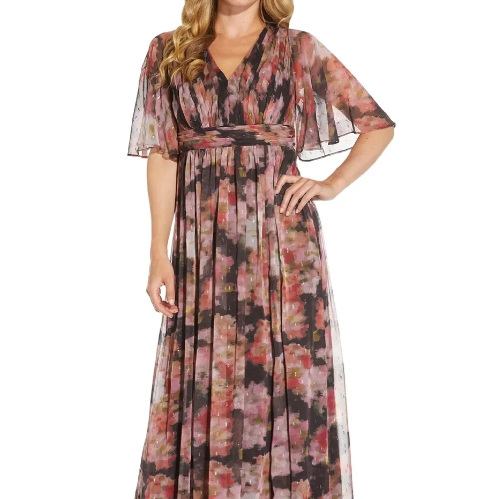 Adrianna Papell Women's Metallic Printed Maxi Dress Pink Size 2 sold by Zulily product image thumbnail 3