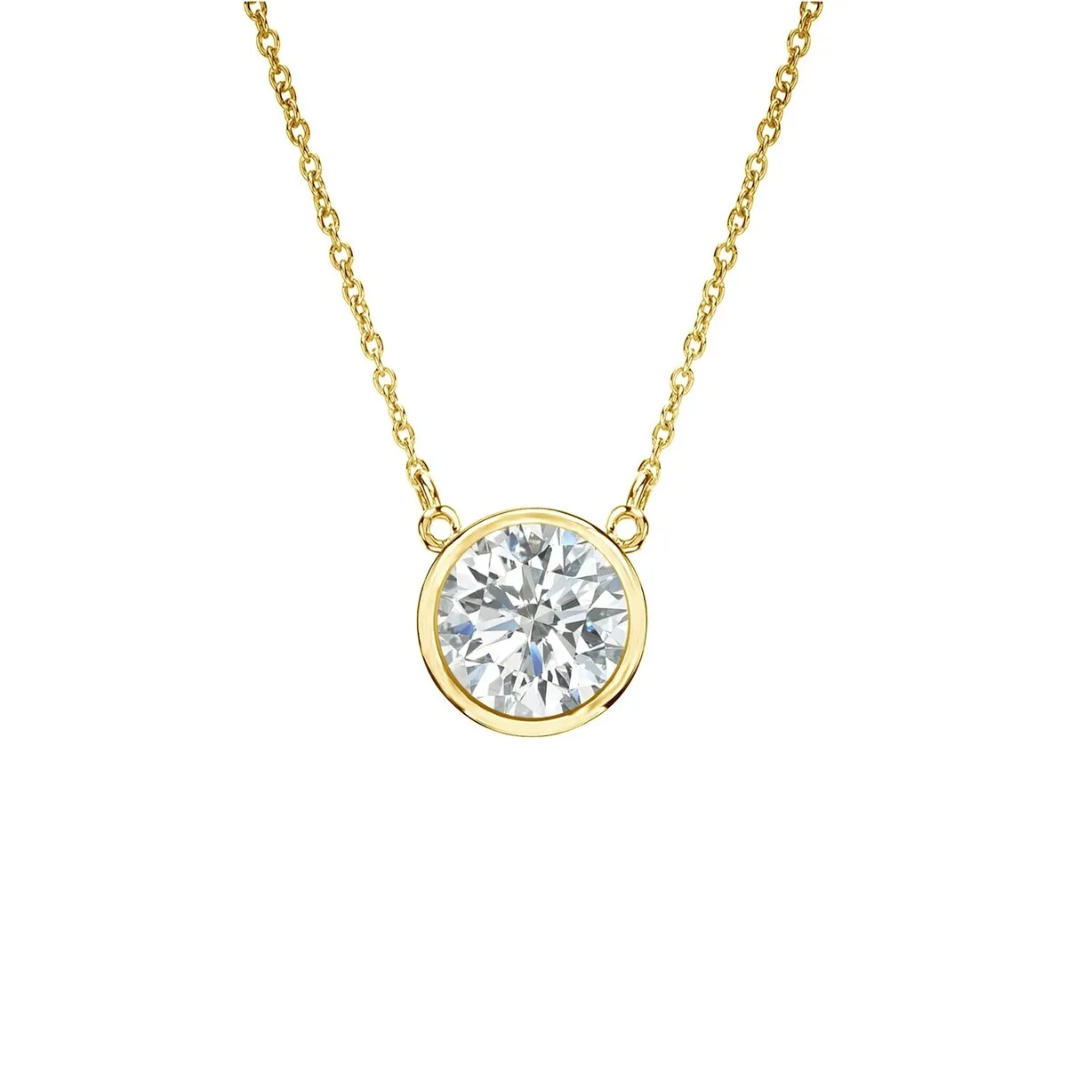 Auriya 1/3ctw Round Solitaire Diamond Necklace 14k Gold Bezel-set - 4.4mm (I-J, SI1-SI2) sold by Zulily product image thumbnail 2
